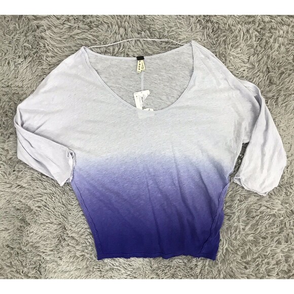 NWT FREE PEOPLE S We The Free Strawberry Ombré Linen Tee $68 coastal beachy - Picture 4 of 10